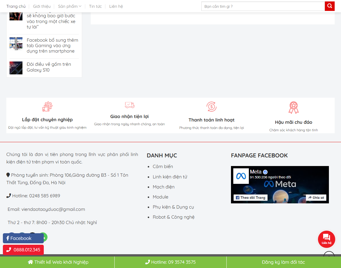 Tính năng Theme WordPress bán linh kiện 01