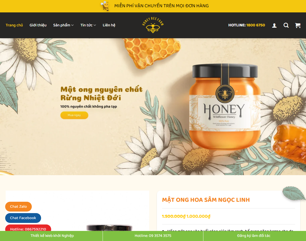Giao diện Theme WordPress bán mật ong 01