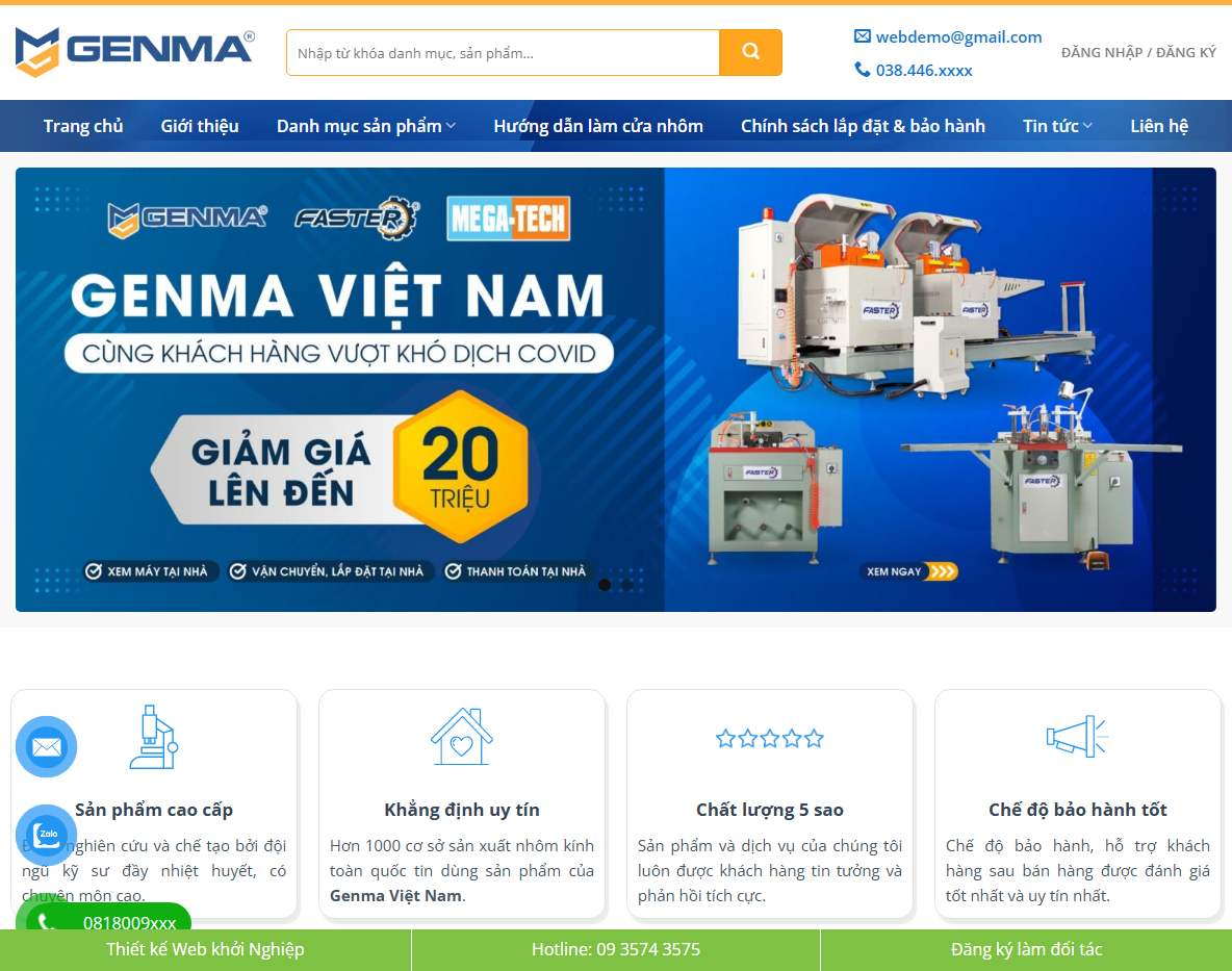 Theme WordPress bán máy cắt chuyên nghiệp