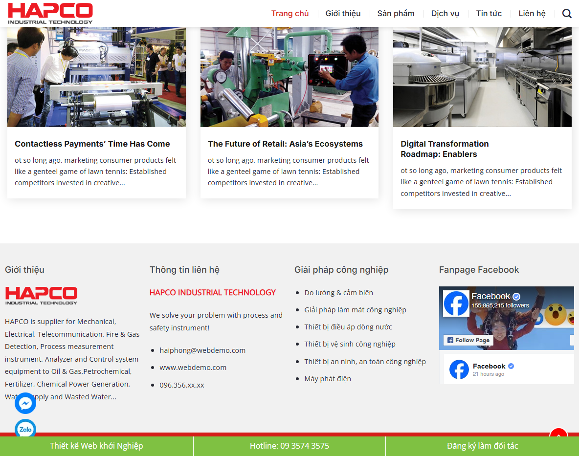 Tính năng theme WordPress máy công nghiệp