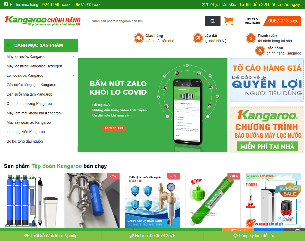 Giao diện Theme WordPress bán máy lọc nước 02