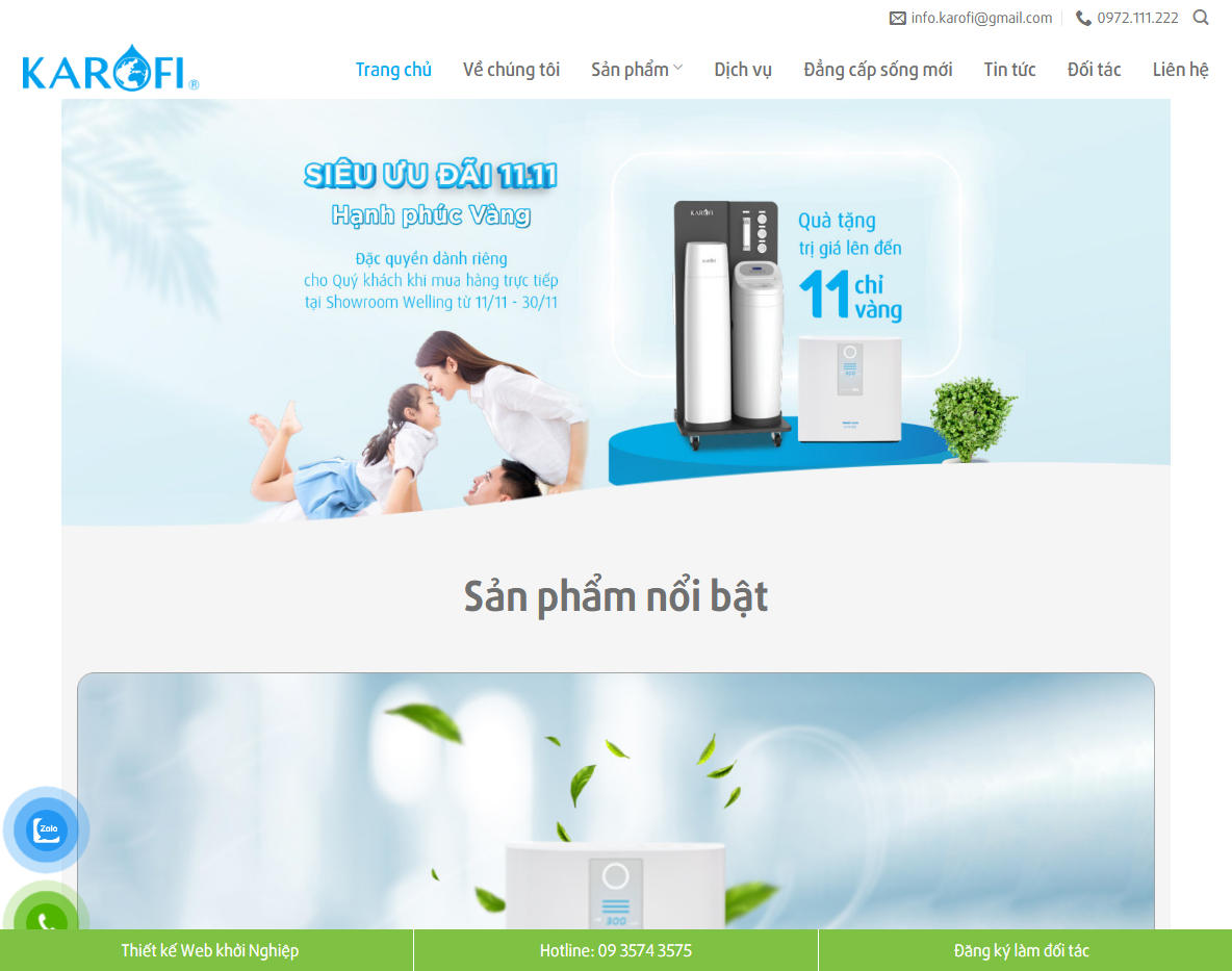 Giao diện theme wordpress bán máy lọc nước