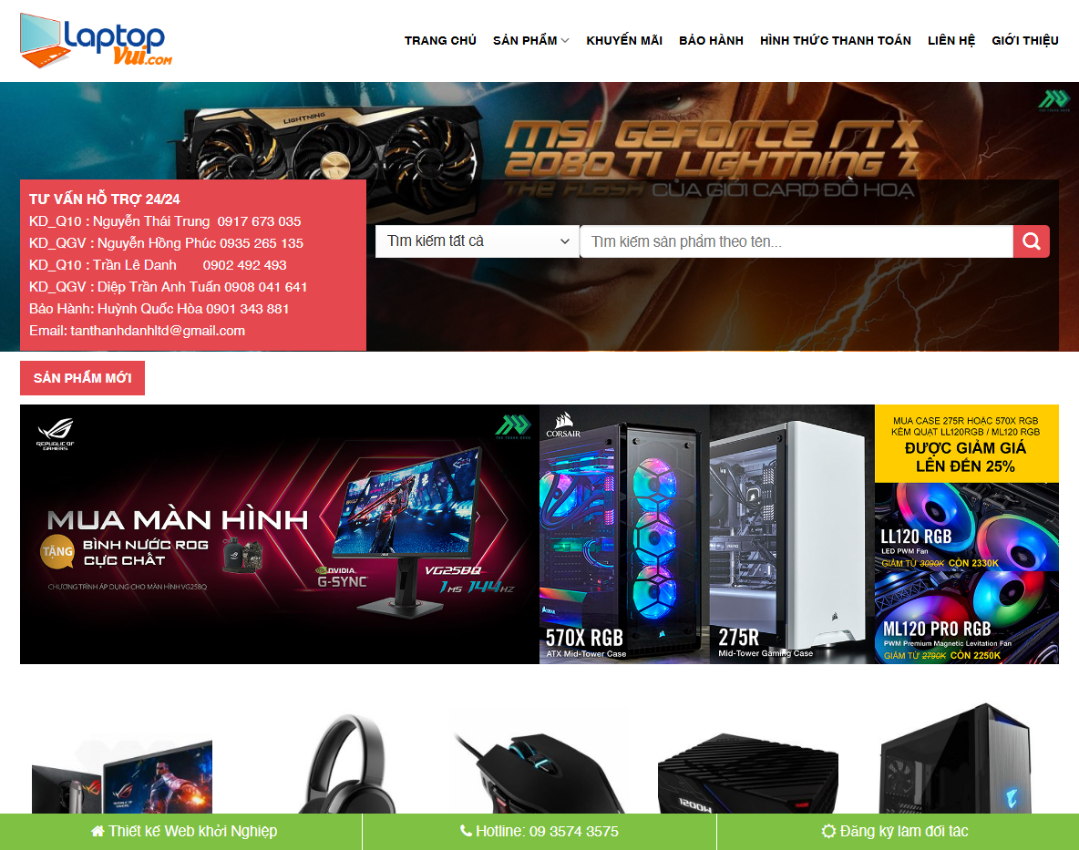 Theme WordPress bán máy tính đơn giản - Giao diện tổng quan