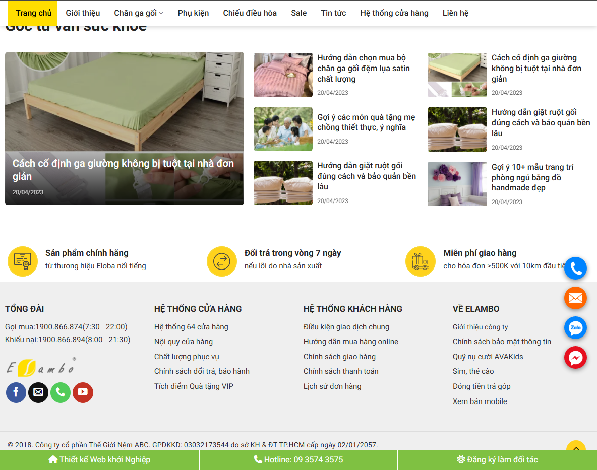 Tính năng Theme WordPress bán nệm 01