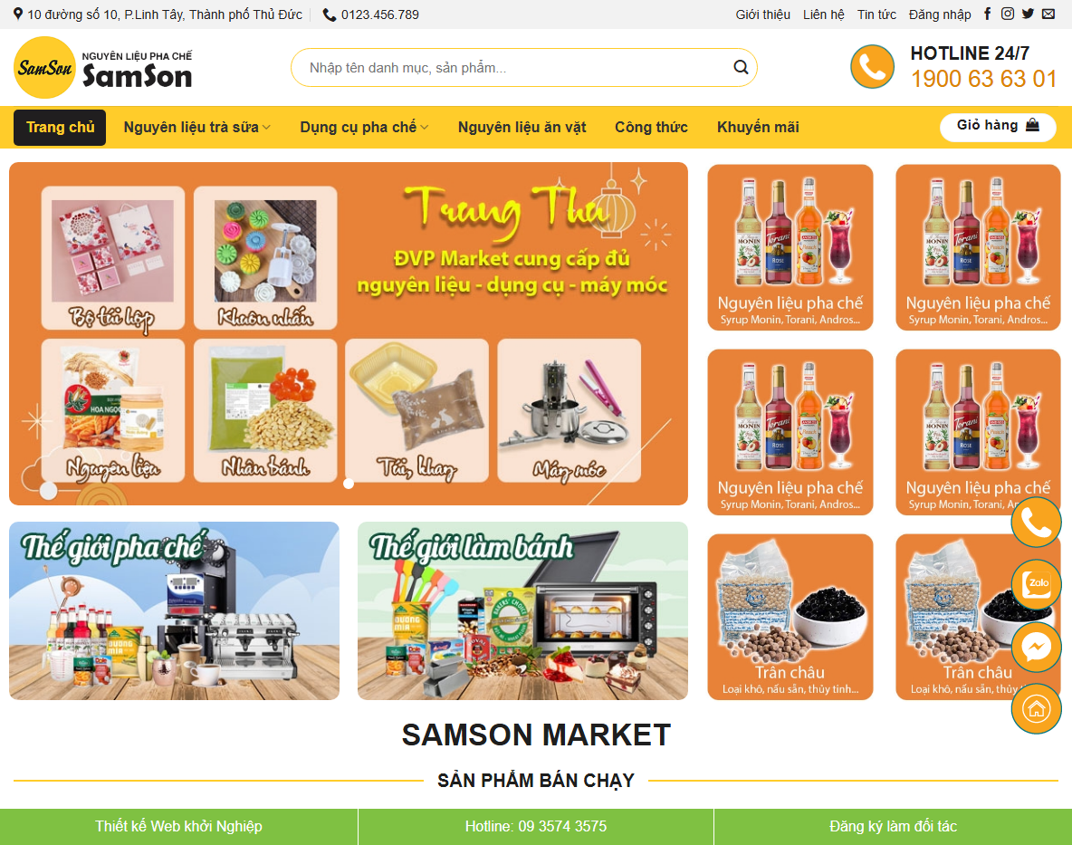 Giao diện theme wordpress bán nguyên liệu
