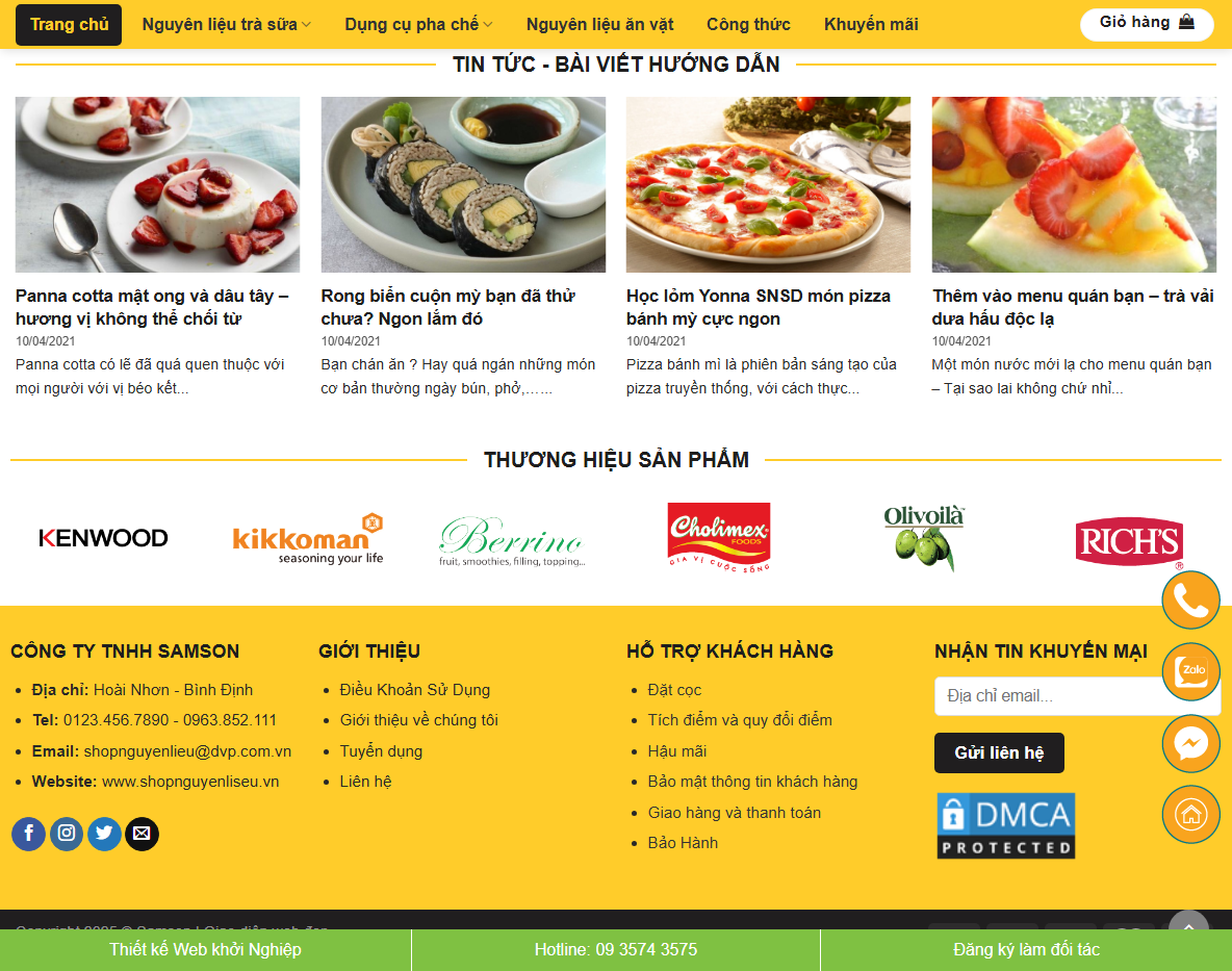 Tính năng theme wordpress bán nguyên liệu