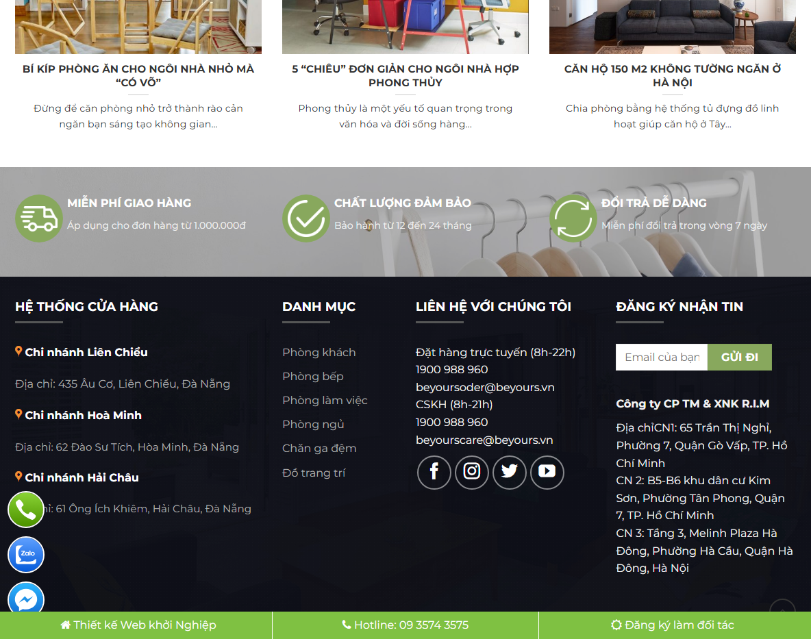 Giao diện trang sản phẩm Theme WordPress bán nội thất Beyours