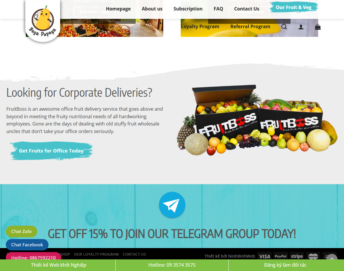 Tính năng Theme WordPress bán nông sản 01