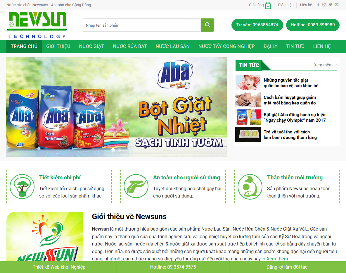 Giao diện theme wordpress bán nước giặt