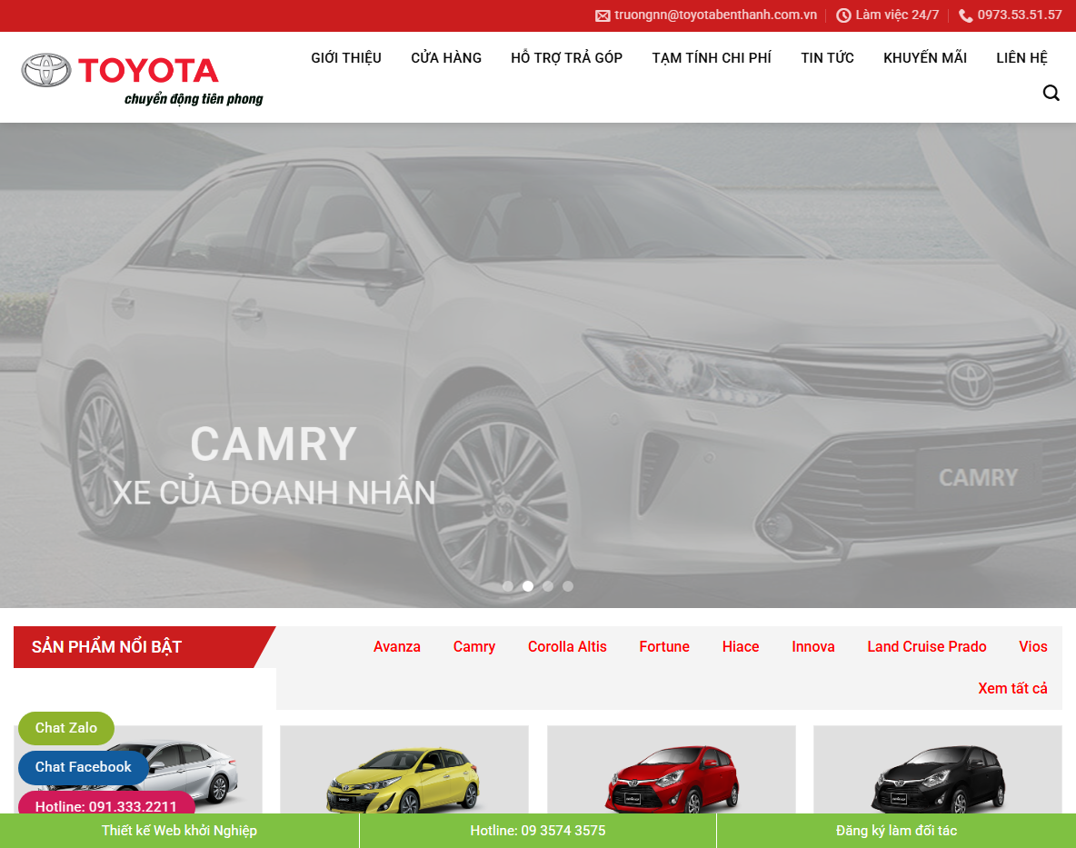 Giao diện Theme WordPress bán ô tô Toyota 01