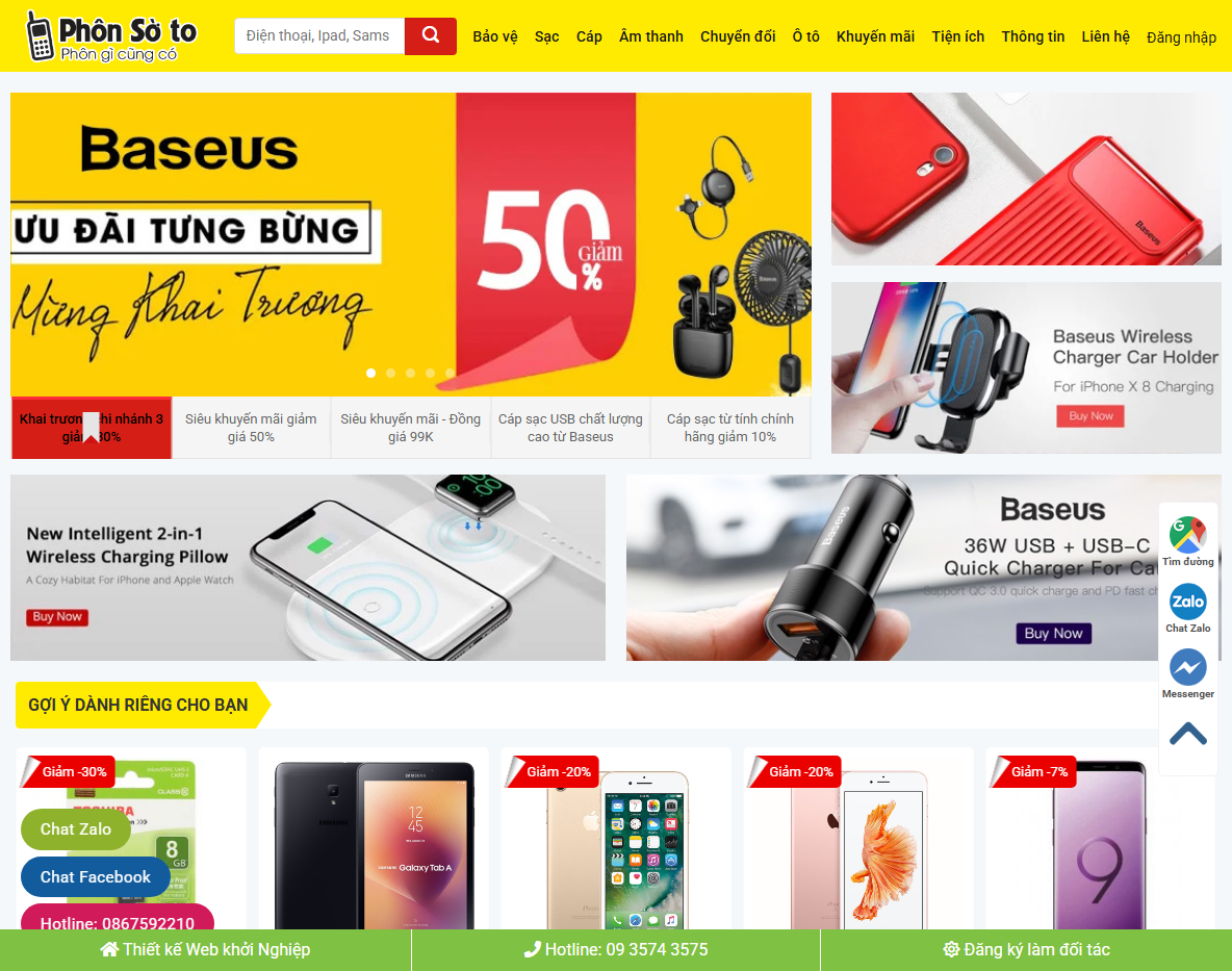 Giao diện theme wordpress bán phụ kiện điện thoại