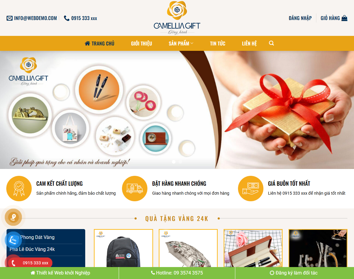 Theme WordPress bán quà tặng đẹp - Giao diện trang chủ