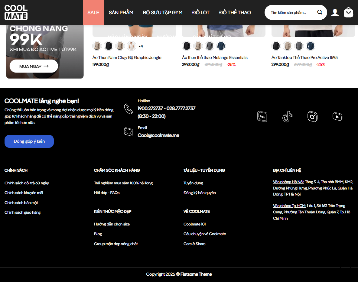 Giao diện quản trị theme wordpress bán quần áo