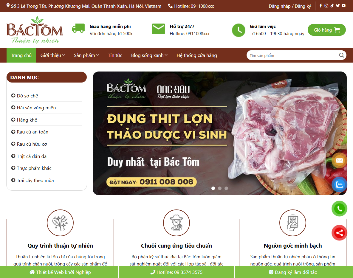Theme wordpress bán rau củ quả demo