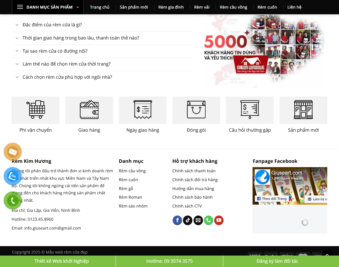Trang quản trị theme wordpress rèm cửa