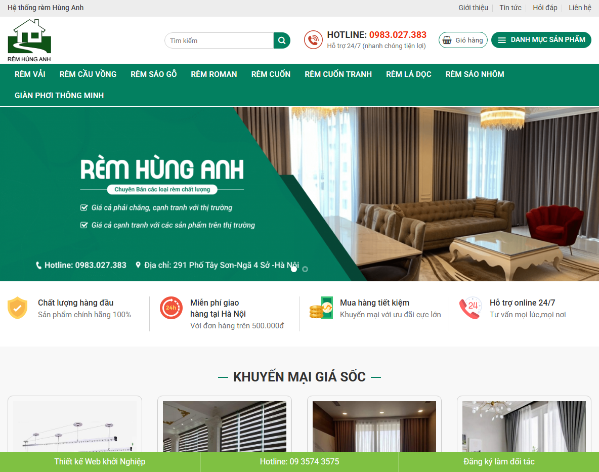 Theme WordPress bán rèm cửa chuyên nghiệp