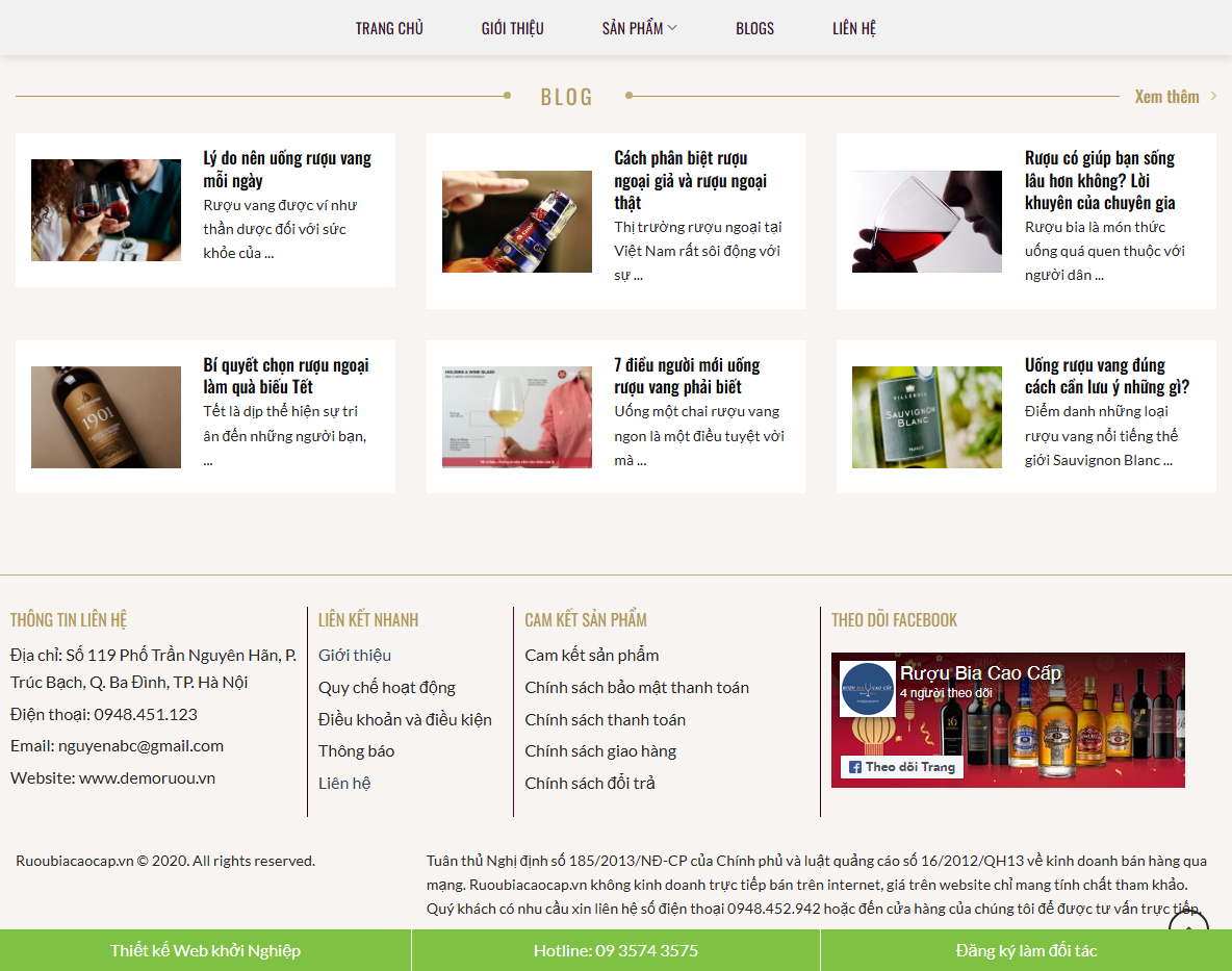 Giao diện responsive Theme WordPress bán rượu 01