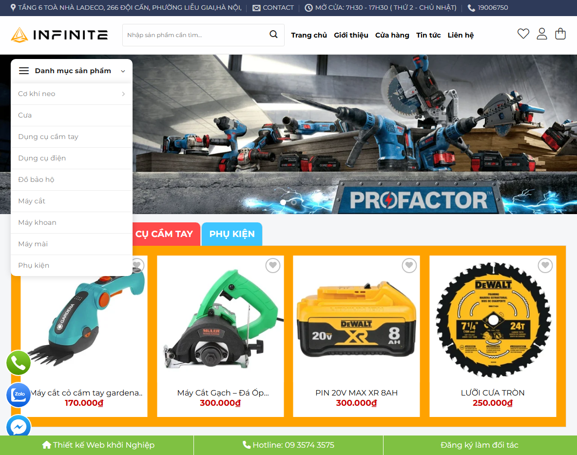 Giao diện theme wordpress bán sản phẩm điện cơ