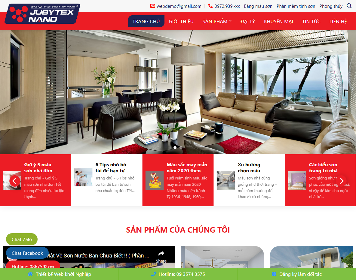 Giao diện theme WordPress bán sơn nước