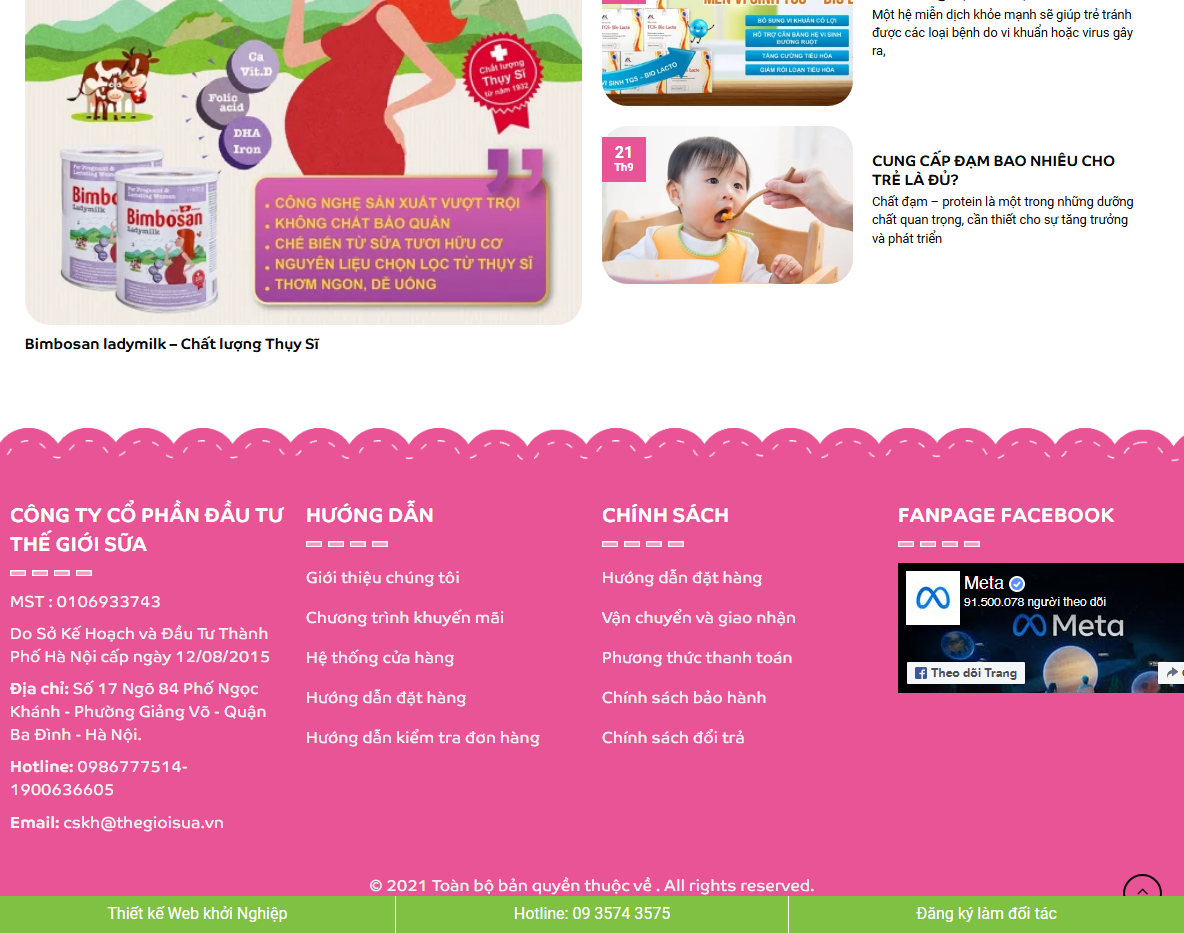 Tính năng theme wordpress bán sữa và đồ em bé