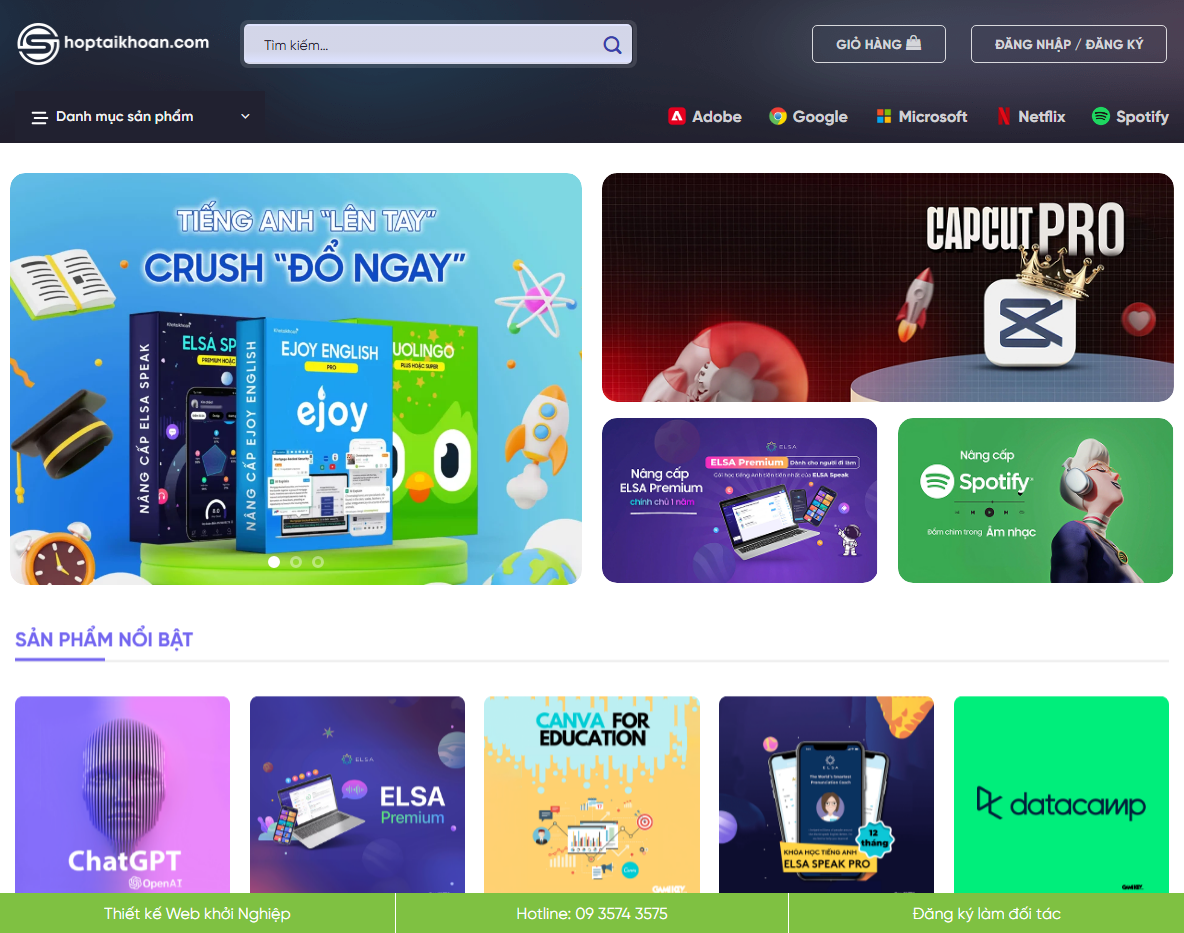 Giao diện theme wordpress bán tài khoản