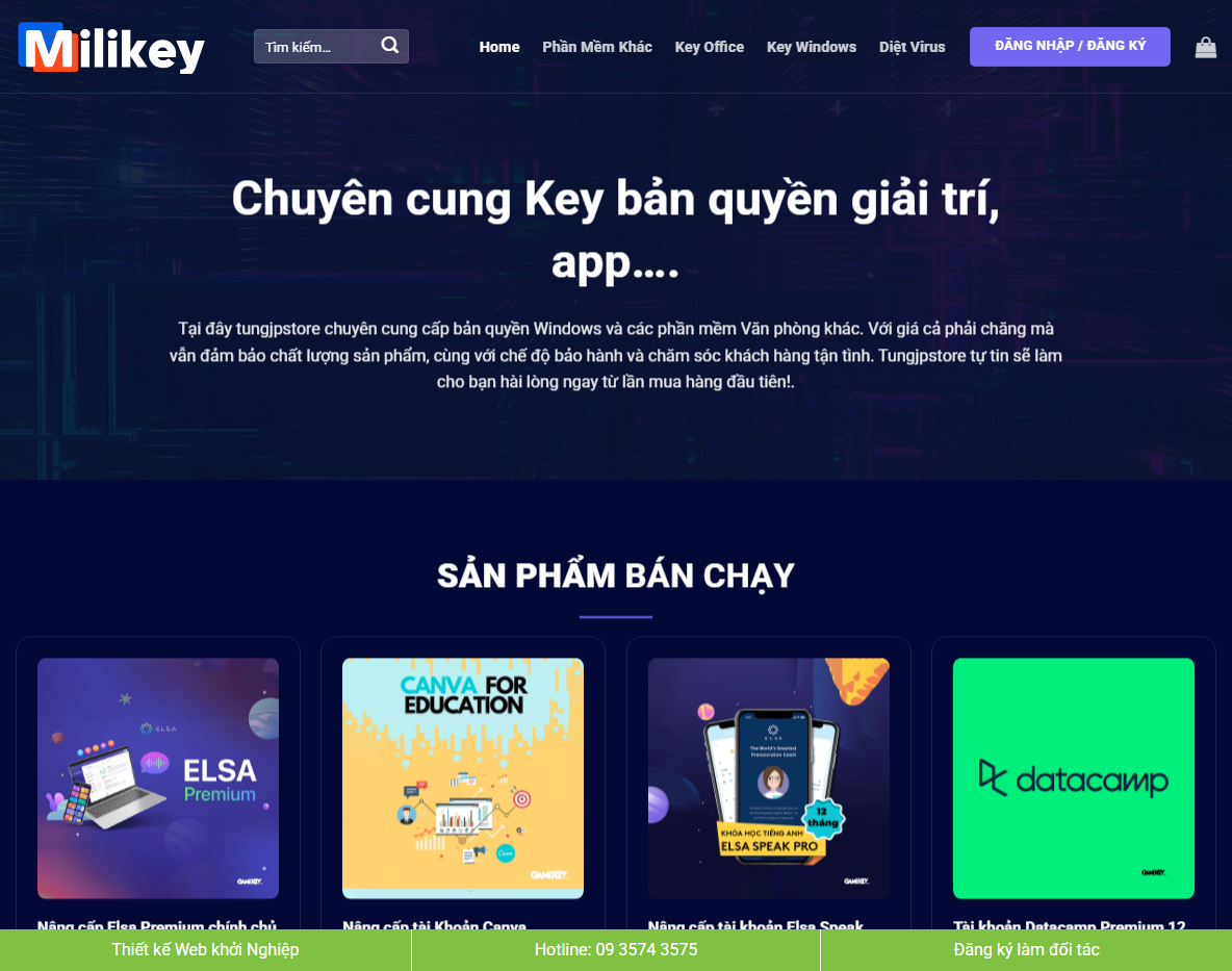 Theme WordPress bán tài khoản và phần mềm