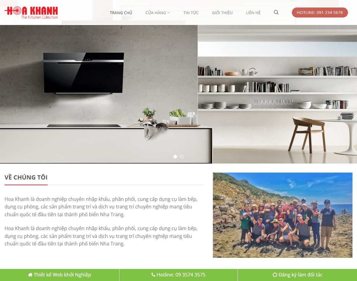 Giao diện theme wordpress bán thiết bị bếp