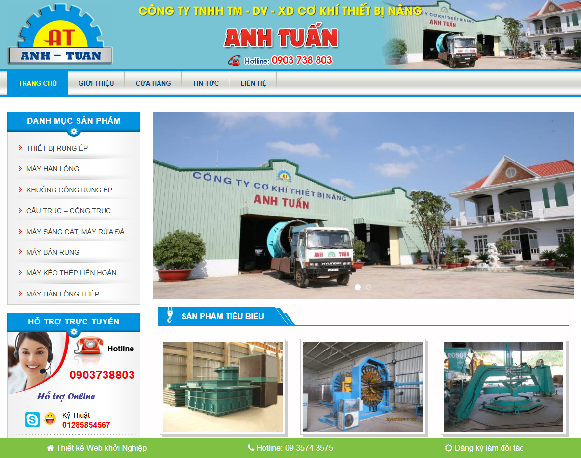 Giao diện theme wordpress bán thiết bị cẩu trục