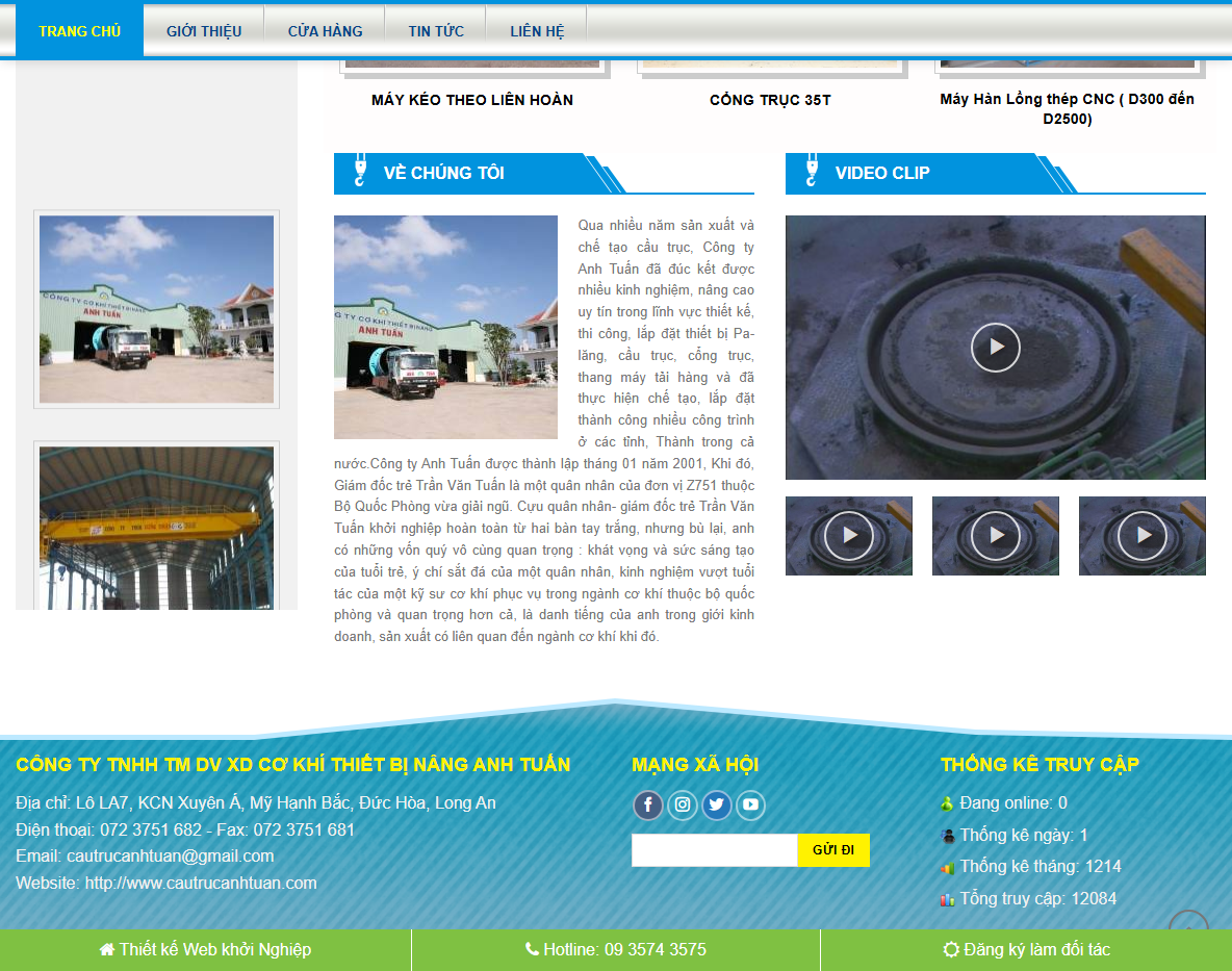 Tính năng theme wordpress bán thiết bị cẩu trục