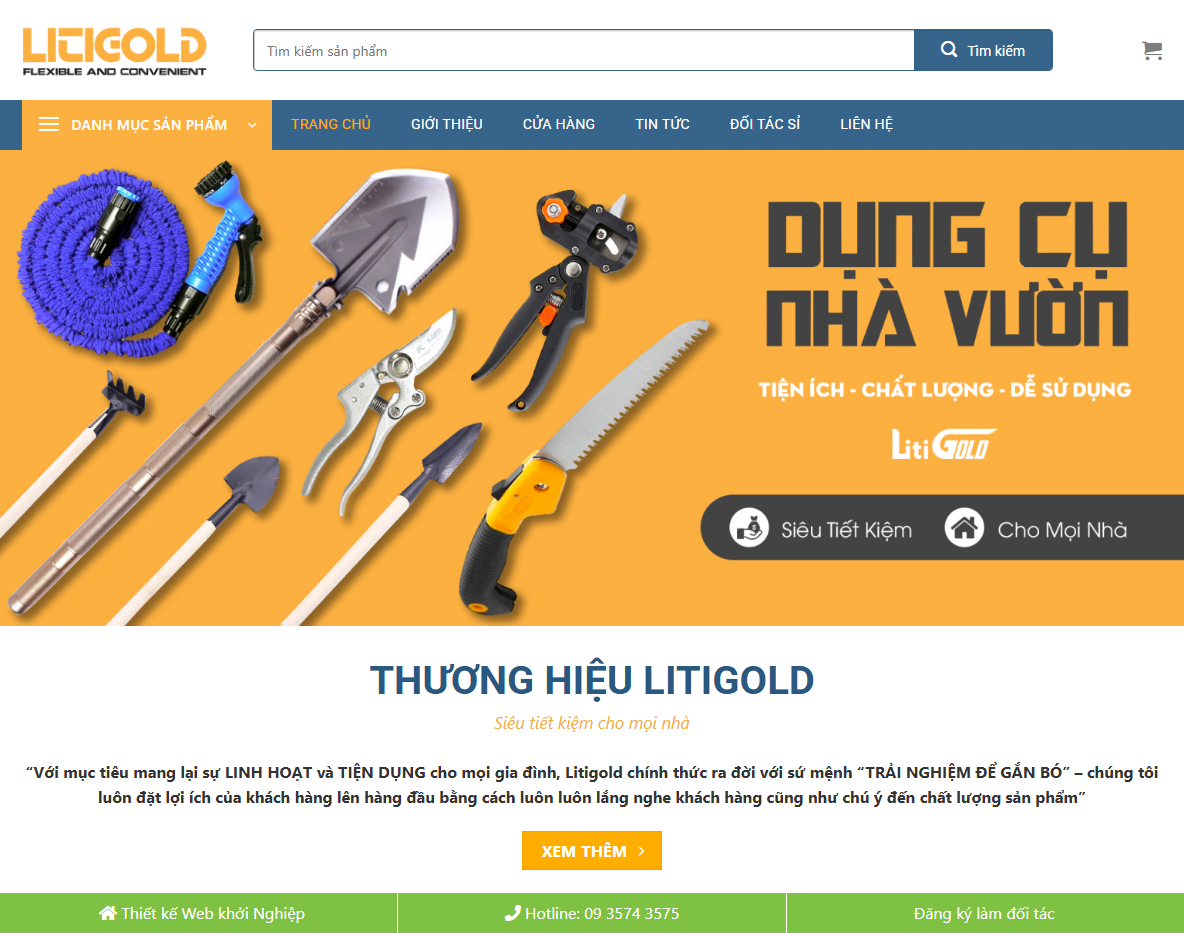 Giao diện theme wordpress bán thiết bị làm vườn