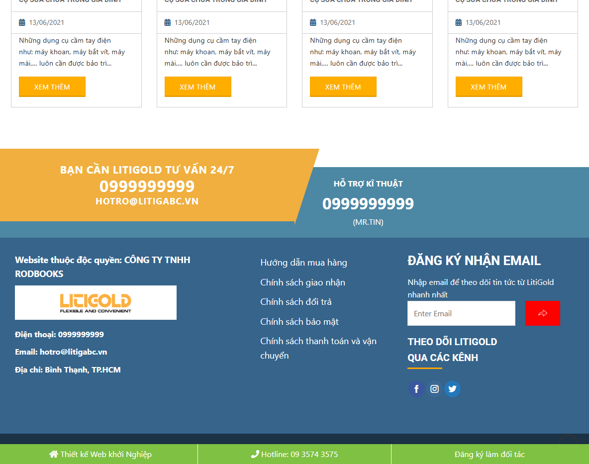 Tính năng theme wordpress bán thiết bị làm vườn