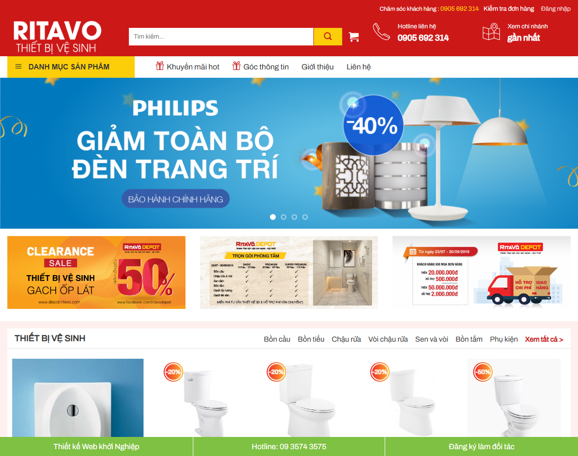 Giao diện theme wordpress bán thiết bị vệ sinh
