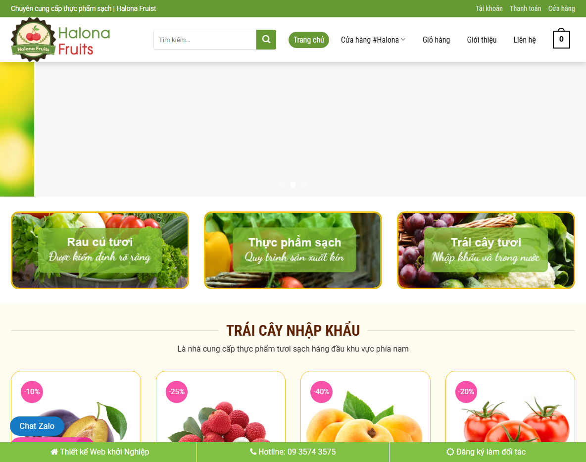 Giao diện theme wordpress bán trái cây