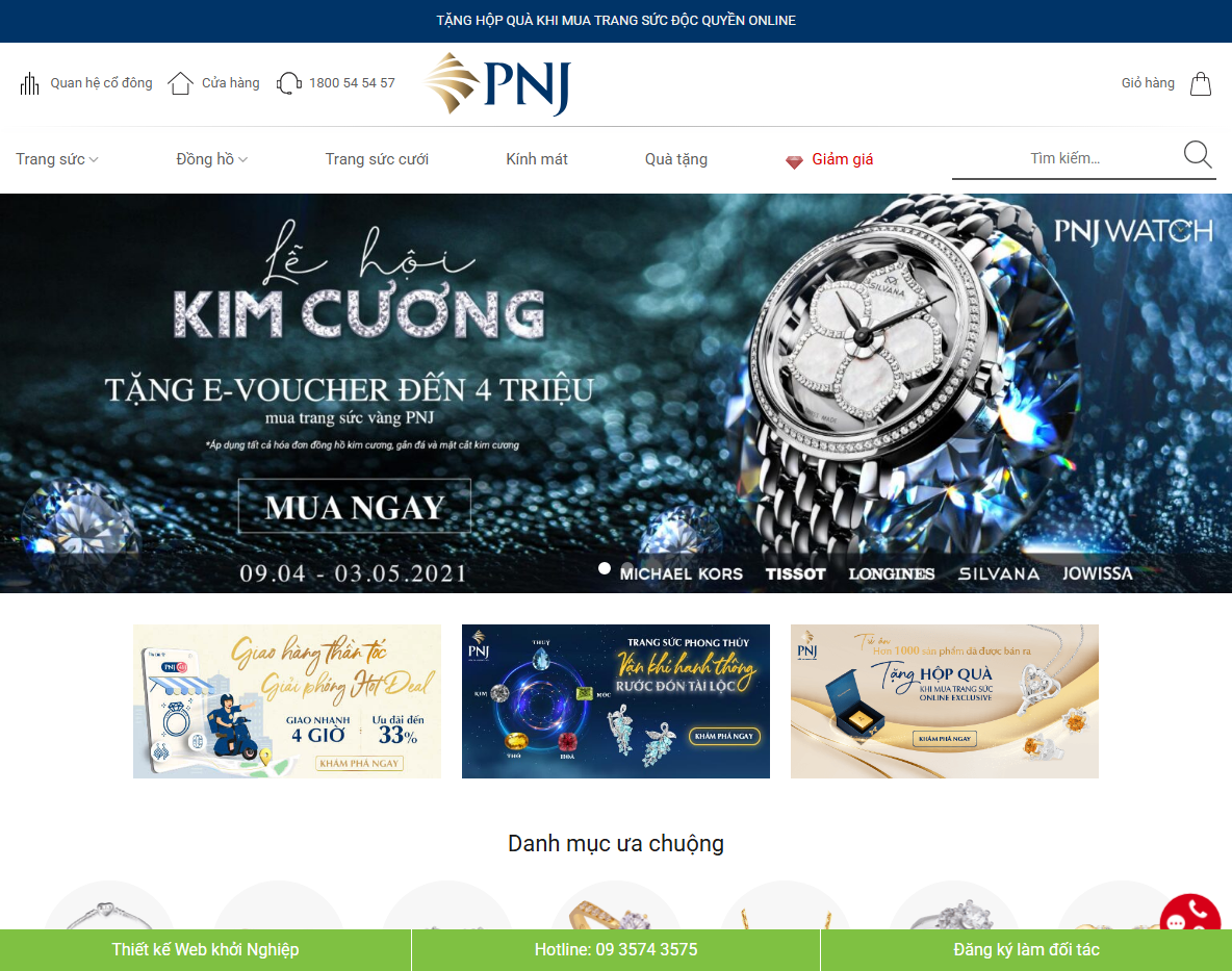 Giao diện trang chủ Theme WordPress bán trang sức 02