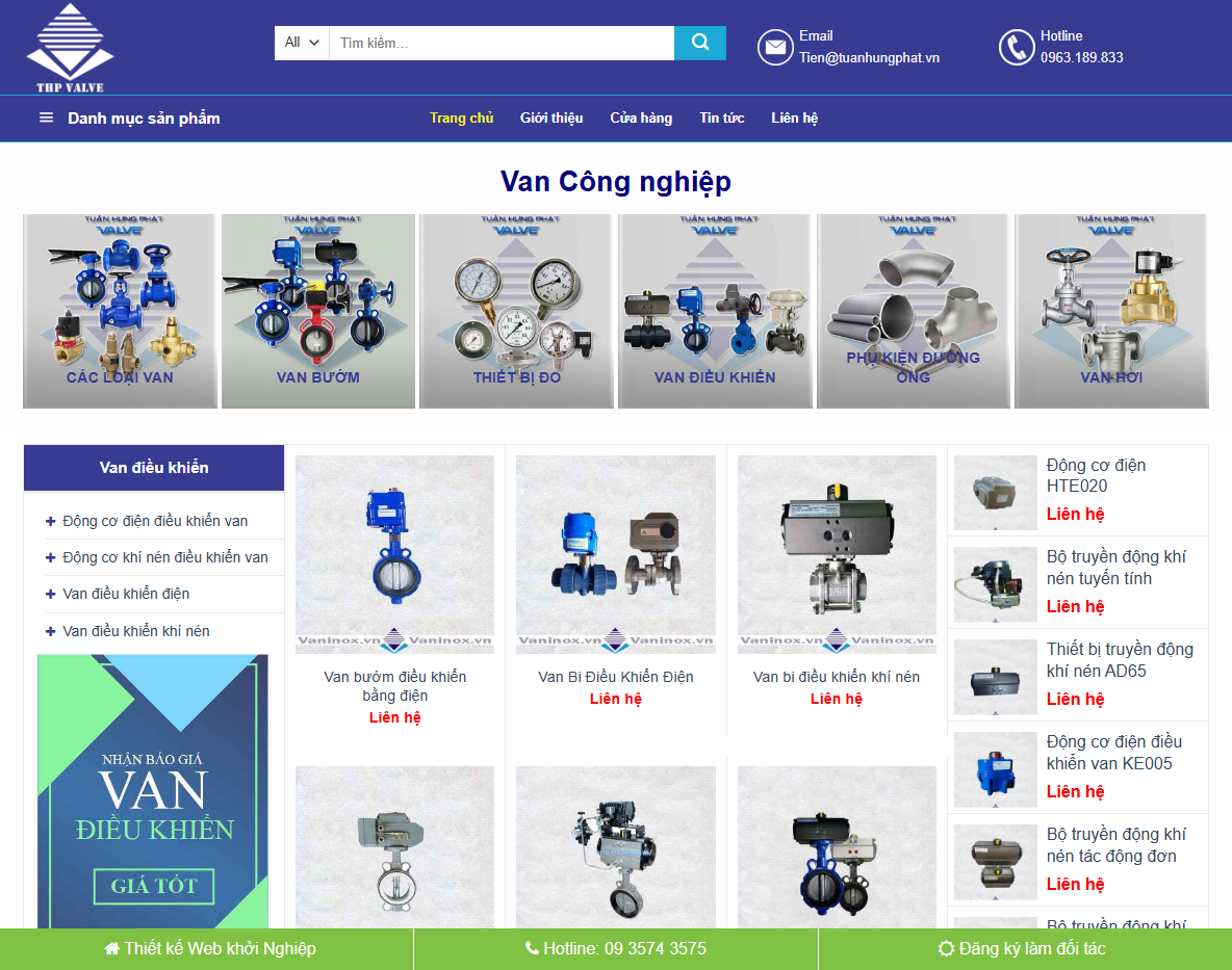 Giao diện theme wordpress bán van inox