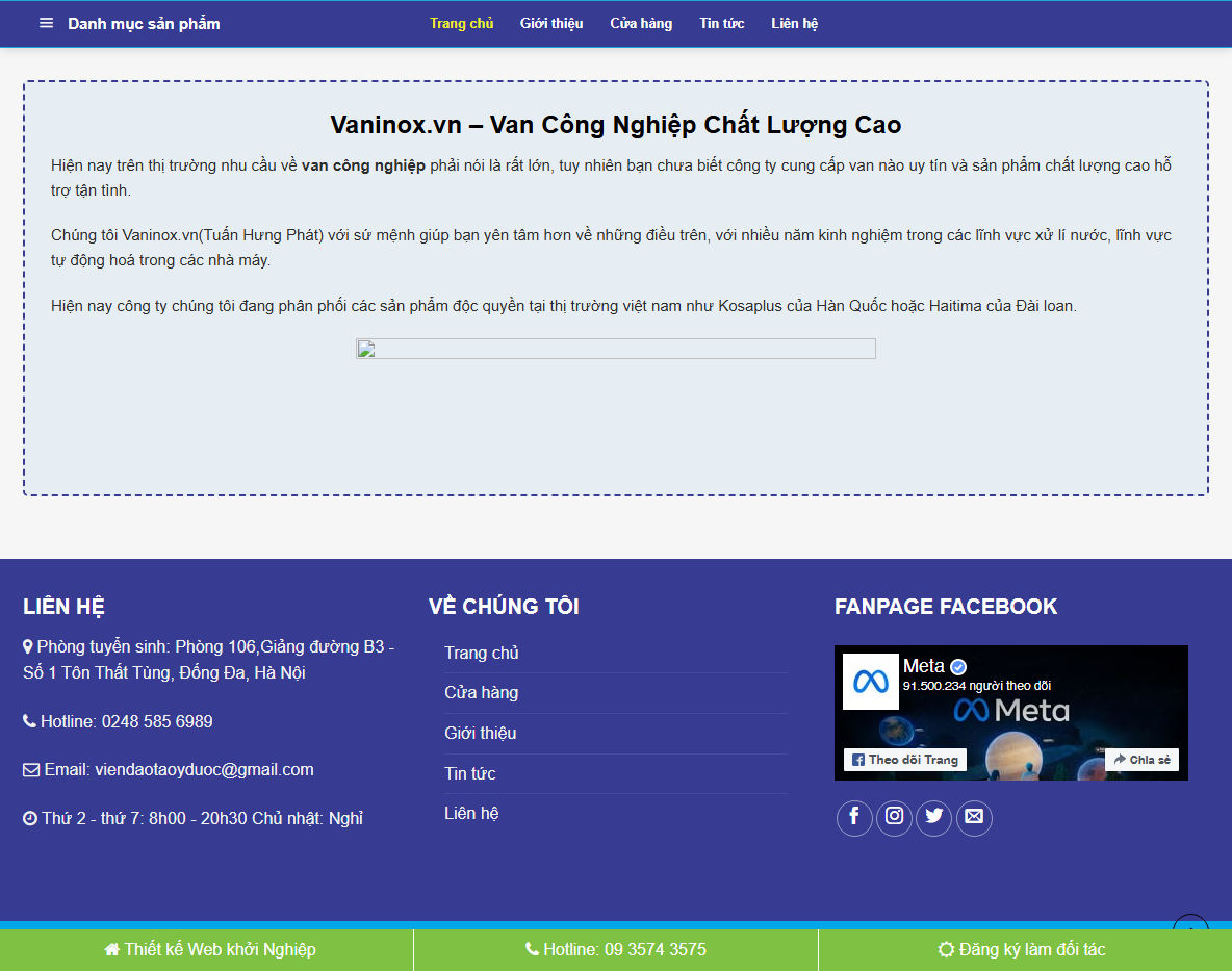 Tính năng theme wordpress bán van inox