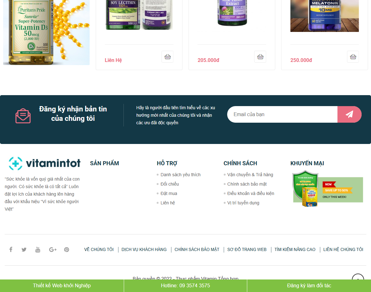 Tính năng theme WordPress thực phẩm chức năng