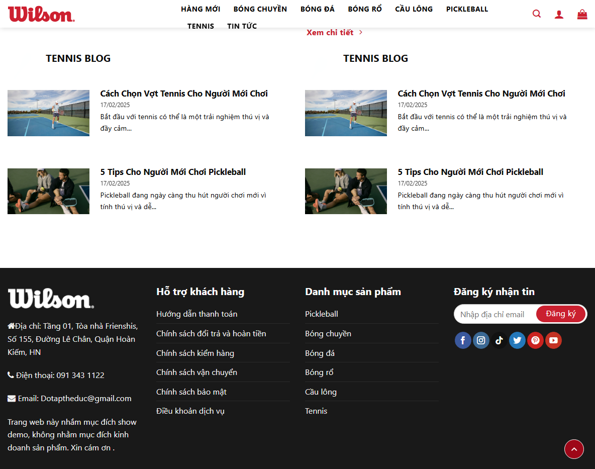 Tính năng theme wordpress pickleball