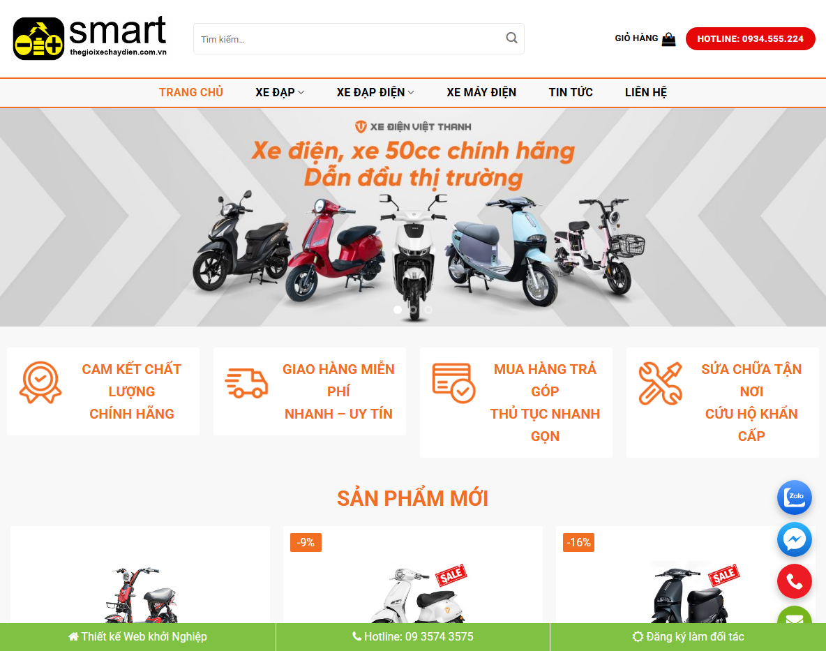 Giao diện theme wordpress bán xe điện