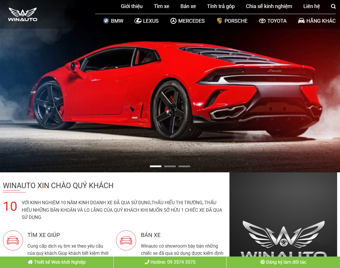 Giao diện theme wordpress bán xe hơi cũ