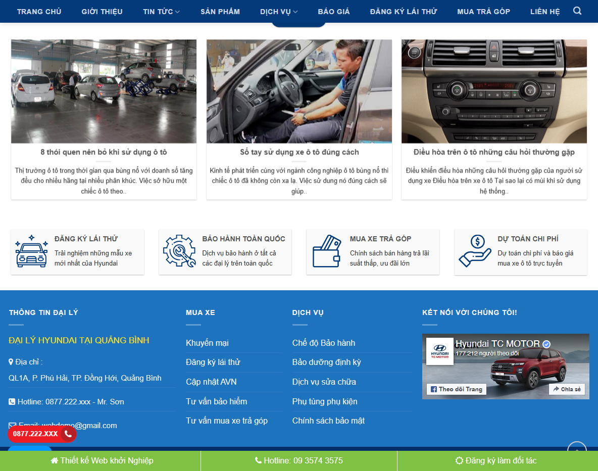 Giao diện quản trị Theme wordpress bán xe hyundai 01