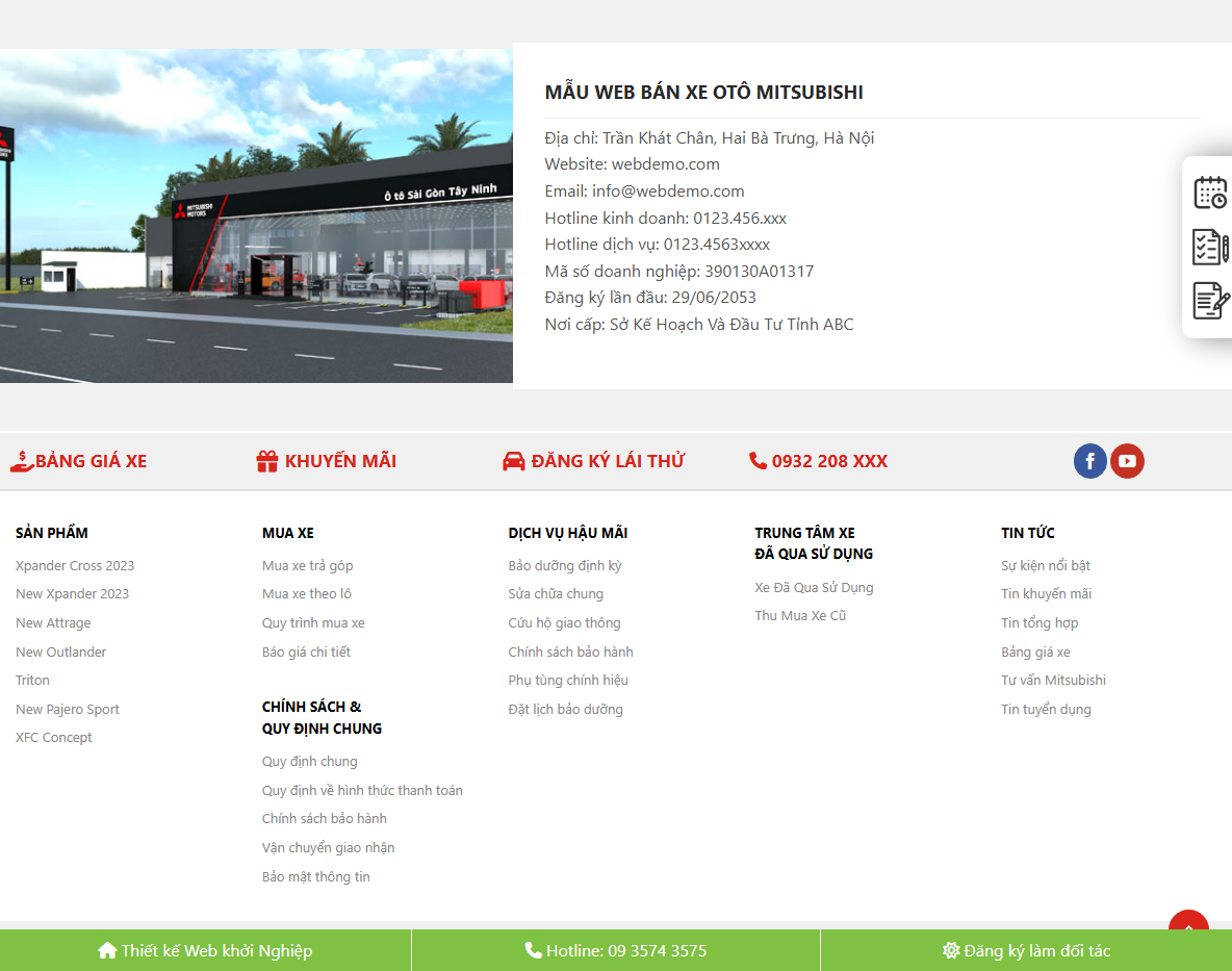 Tính năng quản lý Theme WordPress bán xe Mitsubishi