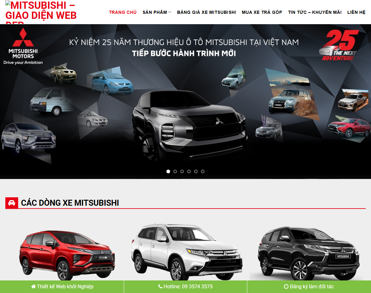 Giao diện theme wordpress bán xe mitsubishi