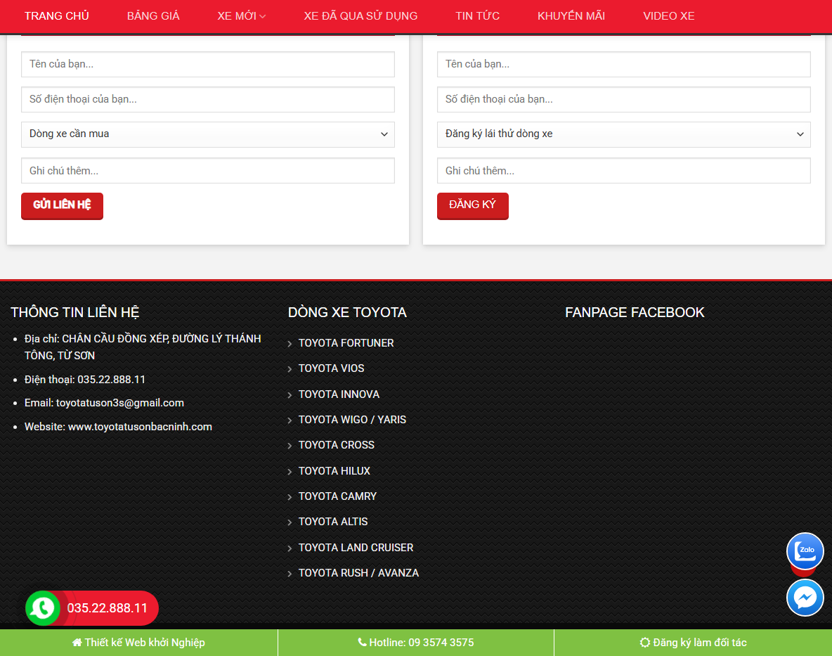 Tính năng Theme WordPress bán xe Toyota 02