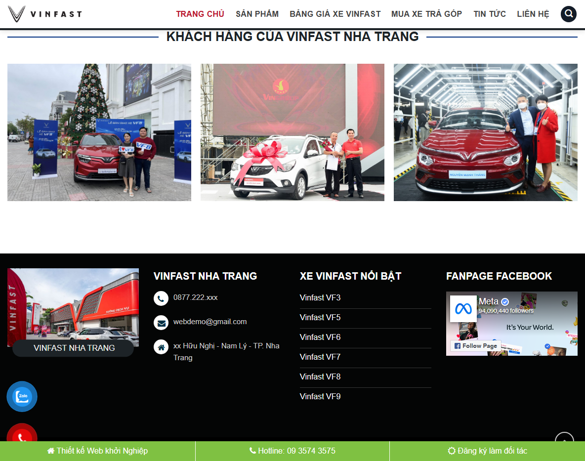 Tính năng quản lý theme wordpress bán xe vinfast