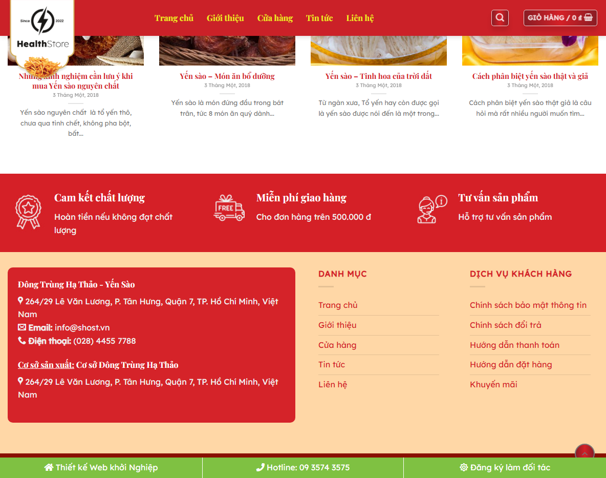 Giao diện Theme WordPress bán yến sào 02