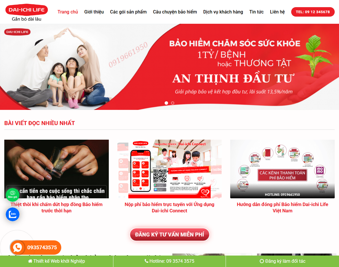 Giao diện Theme WordPress bảo hiểm Daichi