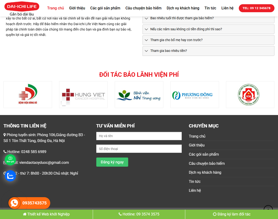Tính năng Theme WordPress bảo hiểm Daichi