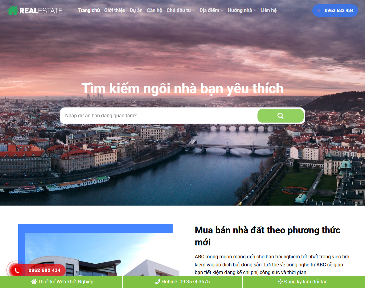 Theme WordPress bất động sản 045 - Giao diện trang chủ