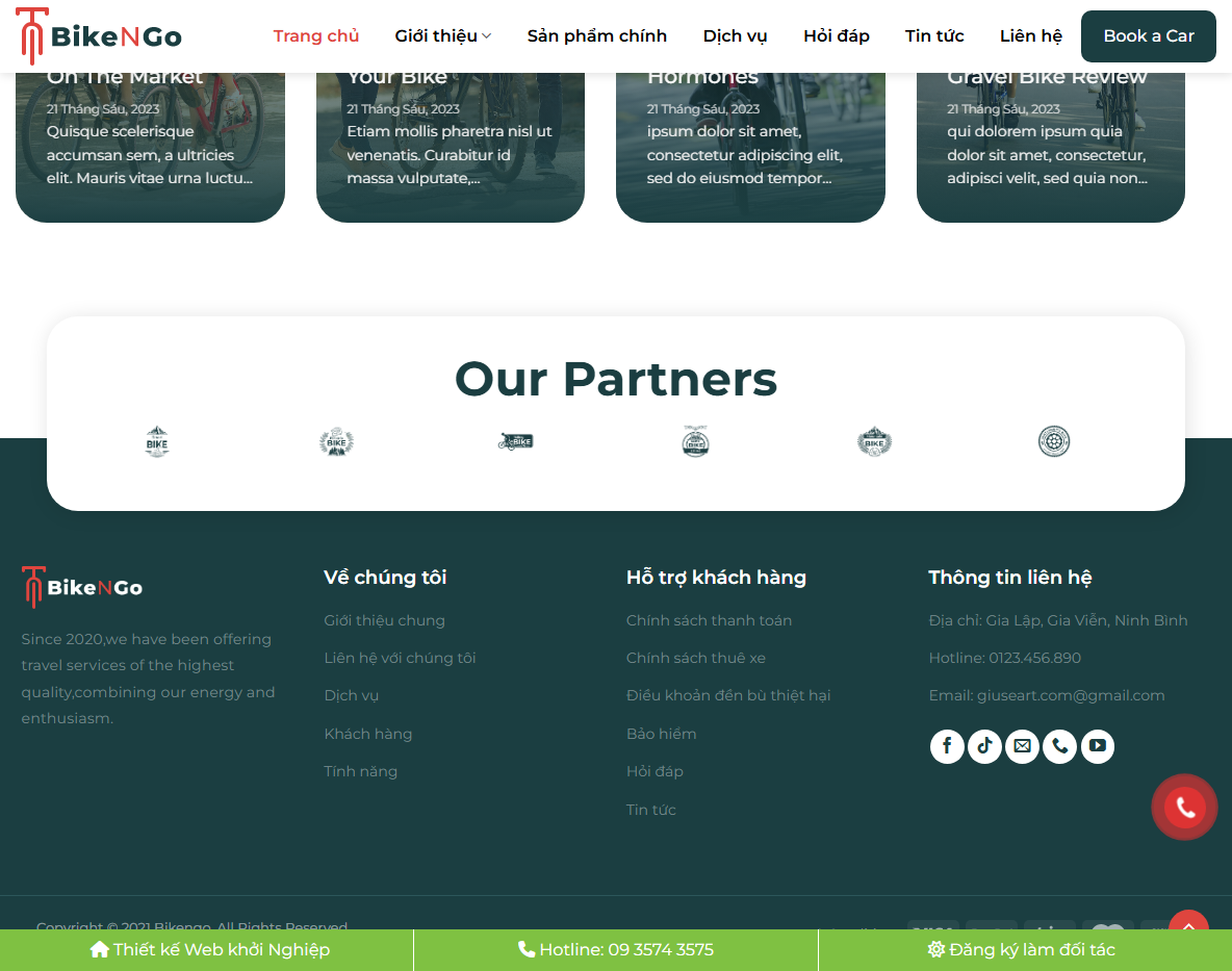 Tính năng quản lý theme WordPress cho thuê xe đạp